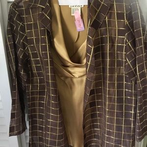 2pc set! Silk blouse w/lightweight jacket/Cover Up